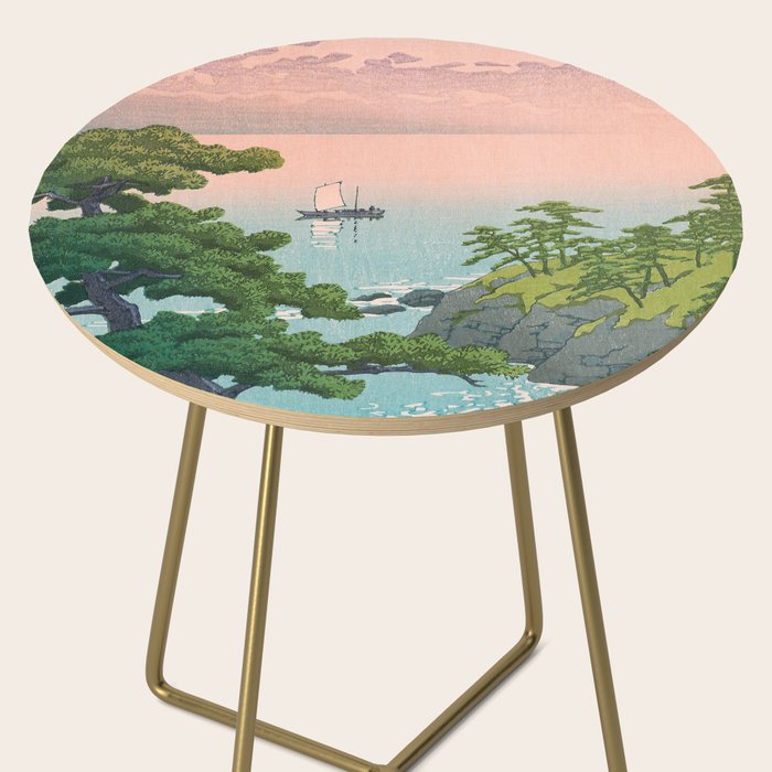 Hasui Kawase, Red Clouds Over The Sea - Vintage Japanese Woodblock Print Art Side Table Gallery Image 2