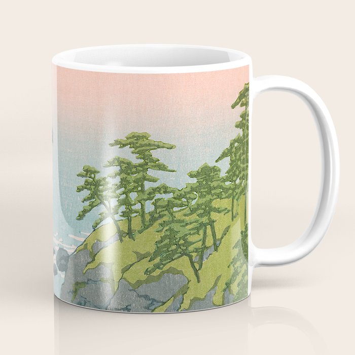 Hasui Kawase, Red Clouds Over The Sea - Vintage Japanese Woodblock Print Art Coffee Mug Gallery Image 1