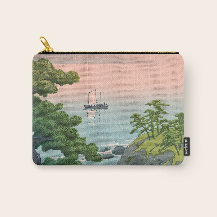Hasui Kawase, Red Clouds Over The Sea - Vintage Japanese Woodblock Print Art Carry All Pouch Gallery Image 1