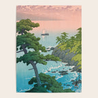 Hasui Kawase, Red Clouds Over The Sea - Vintage Japanese Woodblock Print Art Poster Gallery Image 4