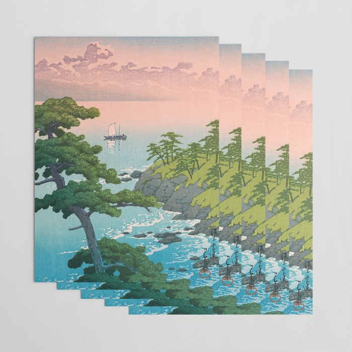 Hasui Kawase, Red Clouds Over The Sea - Vintage Japanese Woodblock Print Art Wrapping Paper Gallery Image 3