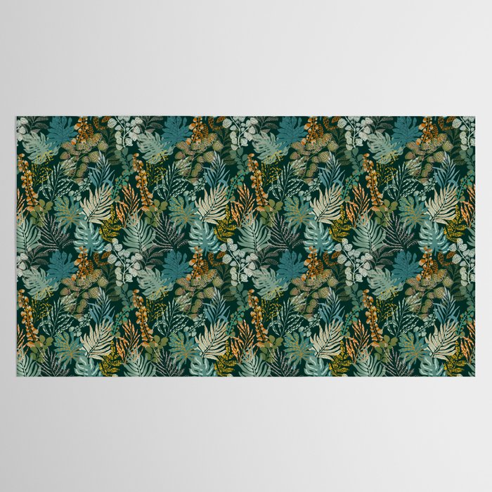 tropical night emerald leaves Tablecloth Gallery Image 2