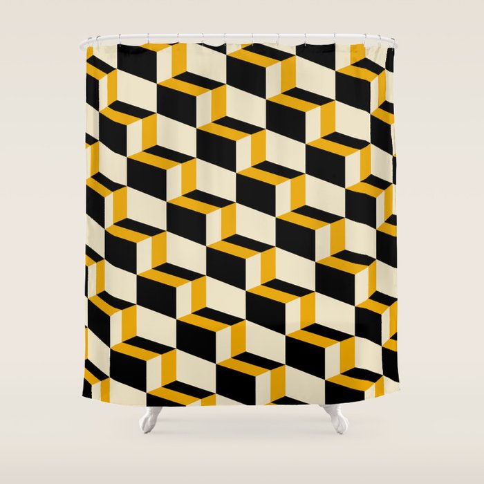 Cuboid Geometric Abstract Shapes Pattern XXIII Shower Curtain Gallery Image 1