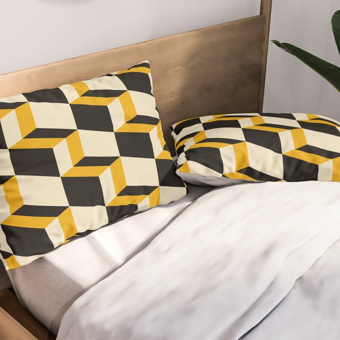 Cuboid Geometric Abstract Shapes Pattern XXIII Pillow Sham Gallery Image 2