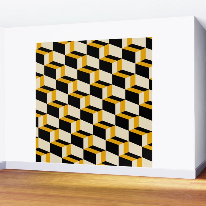 Cuboid Geometric Abstract Shapes Pattern XXIII Wall Mural Gallery Image 2