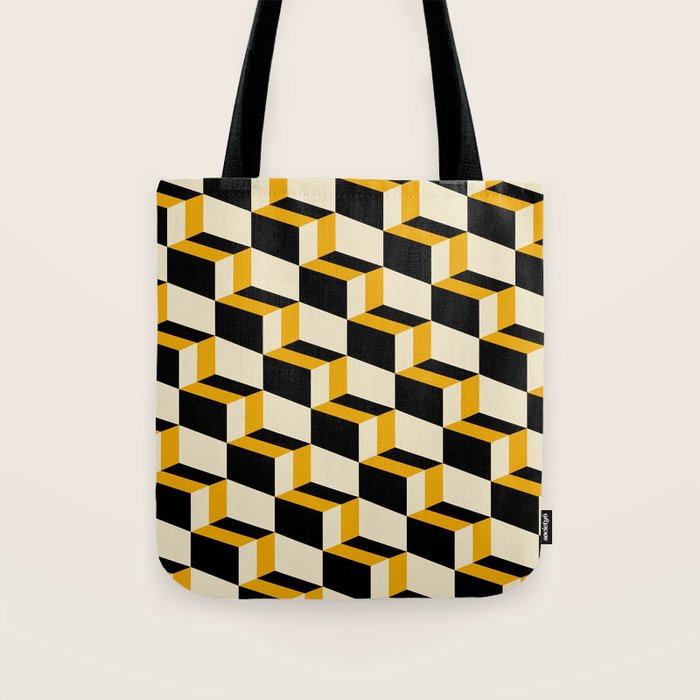 Cuboid Geometric Abstract Shapes Pattern XXIII Tote Bag Gallery Image 1