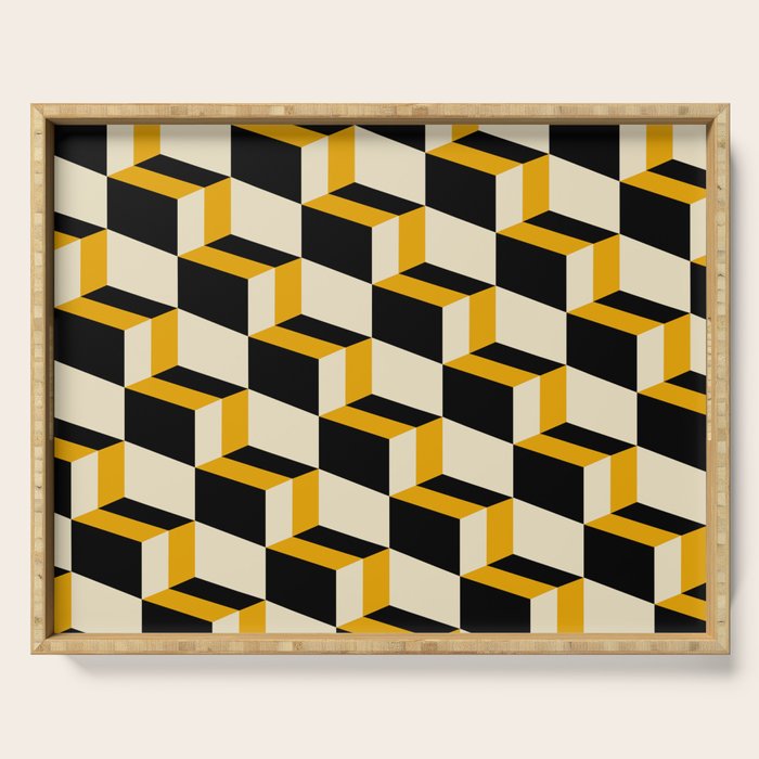 Cuboid Geometric Abstract Shapes Pattern XXIII Serving Tray Gallery Image 1