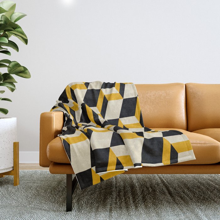 Cuboid Geometric Abstract Shapes Pattern XXIII Throw Blanket Gallery Image 1