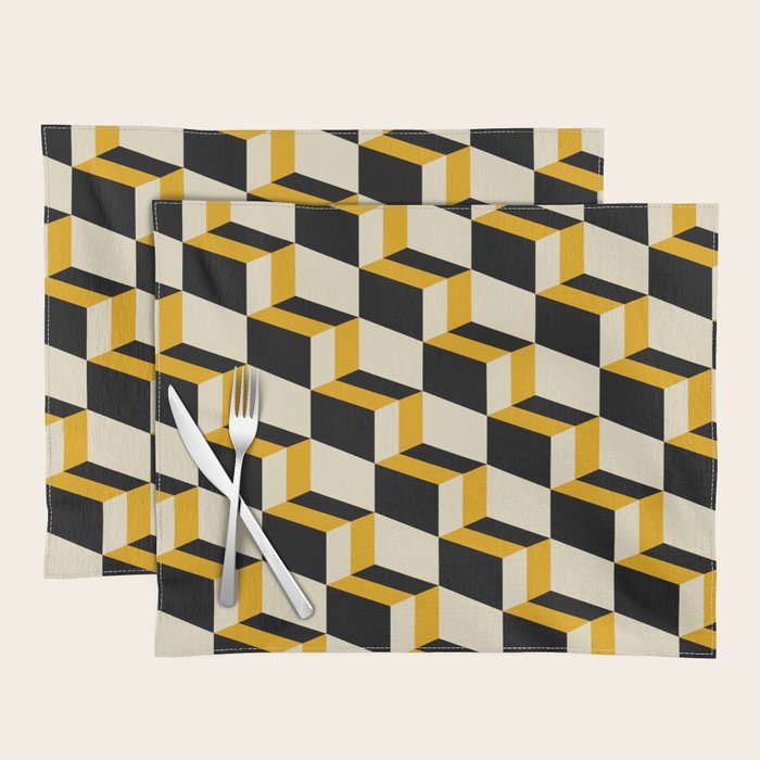 Cuboid Geometric Abstract Shapes Pattern XXIII Placemat Gallery Image 1