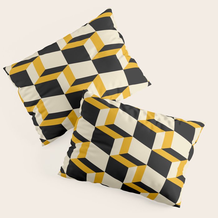 Cuboid Geometric Abstract Shapes Pattern XXIII Pillow Sham Gallery Image 1