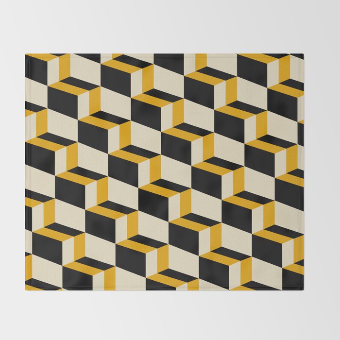 Cuboid Geometric Abstract Shapes Pattern XXIII Throw Blanket Gallery Image 2