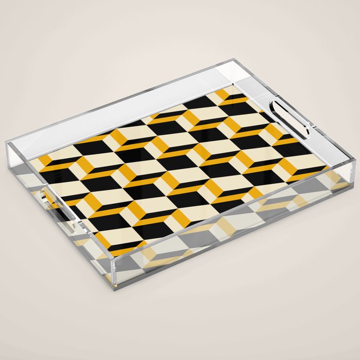 Cuboid Geometric Abstract Shapes Pattern XXIII Acrylic Tray Gallery Image 1
