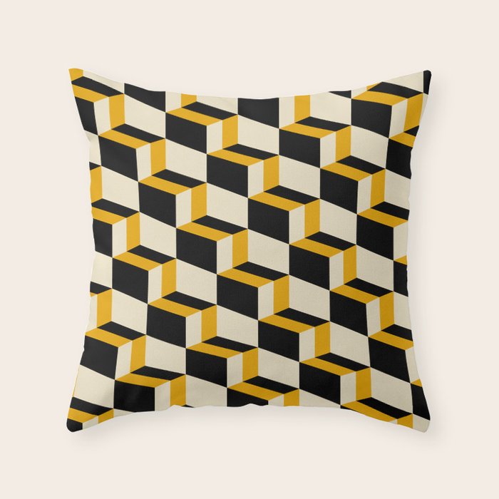 Cuboid Geometric Abstract Shapes Pattern XXIII Throw Pillow Gallery Image 1