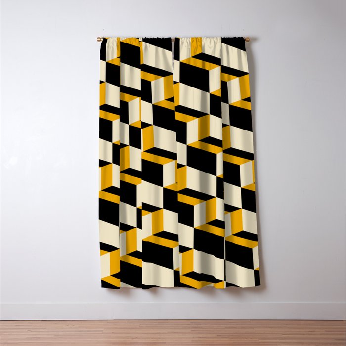 Cuboid Geometric Abstract Shapes Pattern XXIII Window Curtain Gallery Image 3