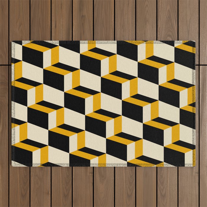Cuboid Geometric Abstract Shapes Pattern XXIII Outdoor Rug Gallery Image 1