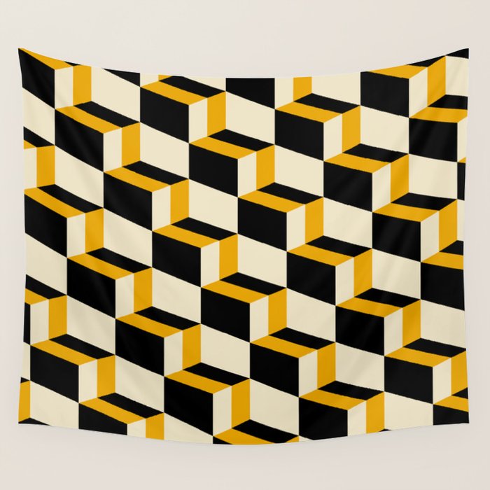 Cuboid Geometric Abstract Shapes Pattern XXIII Wall Tapestry Gallery Image 4