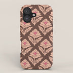 Heirloom Floral Block Print - Pink Brown iPhone Case Gallery Image 1