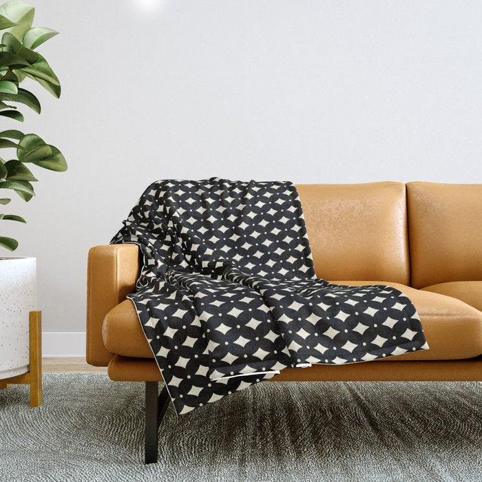 Vintage Stars IX Black and White Throw Blanket Gallery Image 1