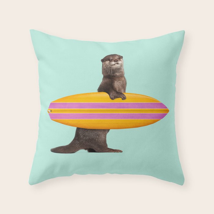 SURFING OTTER Throw Pillow Gallery Image 6