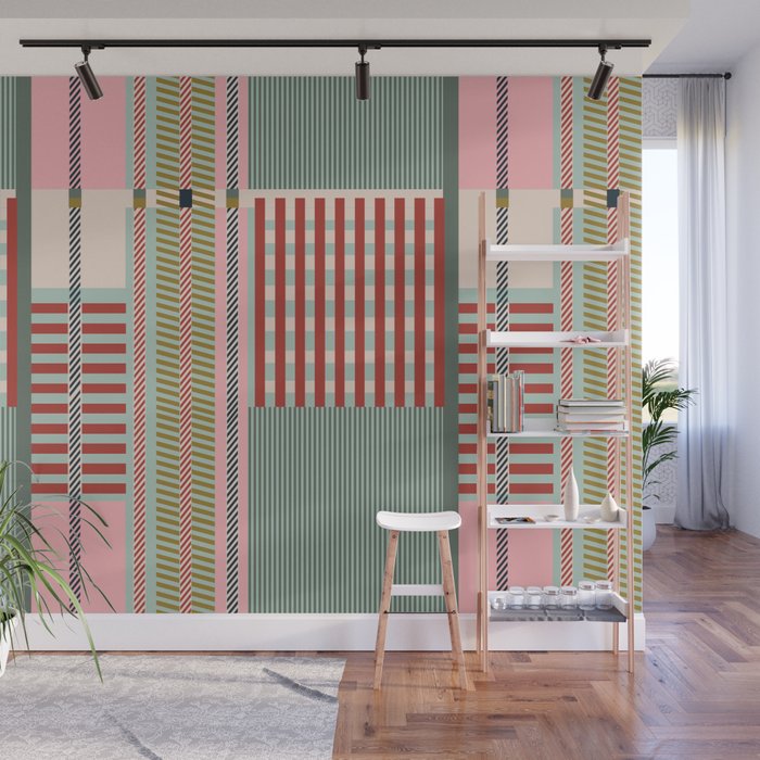 Vintage Striped Geometric Wall Mural Gallery Image 1