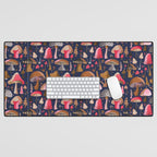 Mushroom Collection - Navy Desk Mat Gallery Image 1