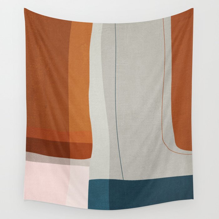 Navy Rust Gray Modern Abstract Wall Tapestry Gallery Image 4