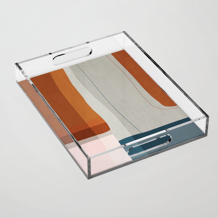 Navy Rust Gray Modern Abstract Acrylic Tray Gallery Image 1