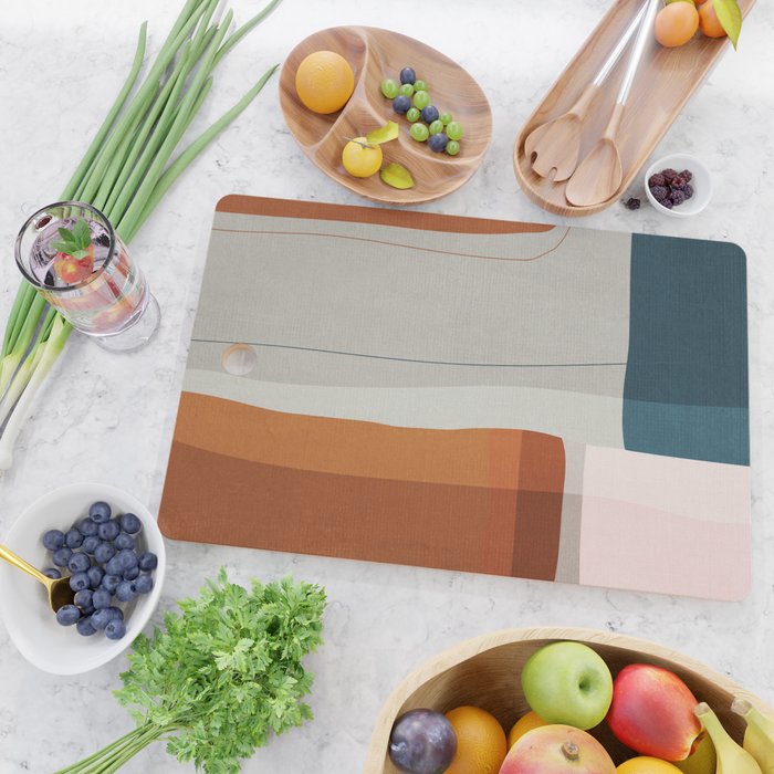 Navy Rust Gray Modern Abstract Cutting Board Gallery Image 2