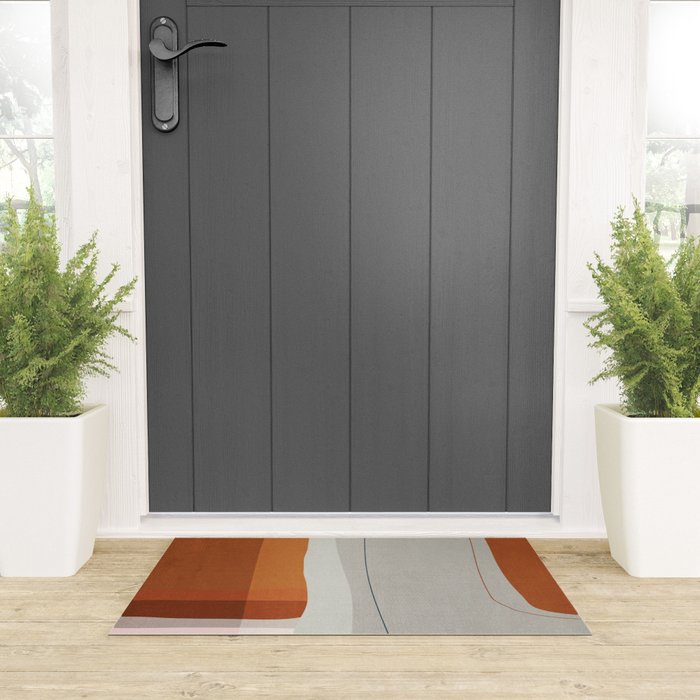Navy Rust Gray Modern Abstract Welcome Mat Gallery Image 3