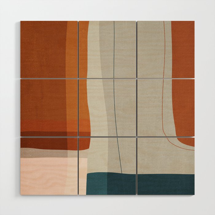 Navy Rust Gray Modern Abstract Wood Wall Art Gallery Image 1