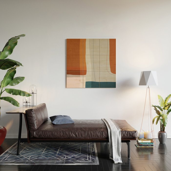 Navy Rust Gray Modern Abstract Wood Wall Art Gallery Image 2