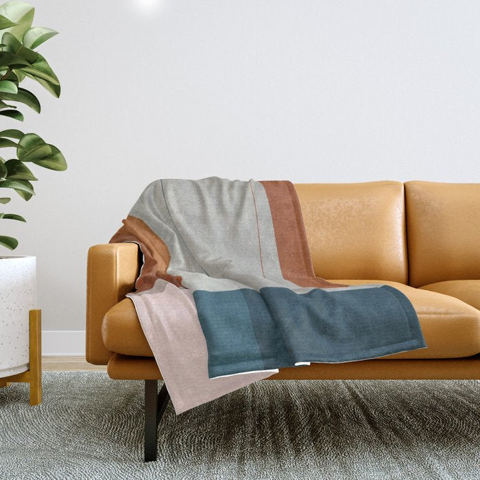 Navy Rust Gray Modern Abstract Throw Blanket Gallery Image 1
