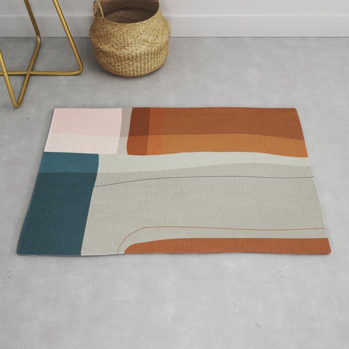 Navy Rust Gray Modern Abstract Rug Gallery Image 1