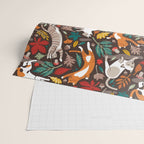 Autumn joy // brown oak background cats dancing with many leaves in fall colors Wrapping Paper Gallery Image 2