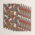 Autumn joy // brown oak background cats dancing with many leaves in fall colors Wrapping Paper Gallery Image 3