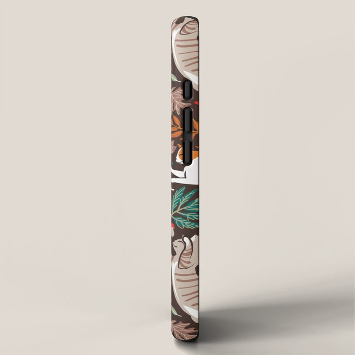 Autumn joy // brown oak background cats dancing with many leaves in fall colors iPhone Case Gallery Image 2