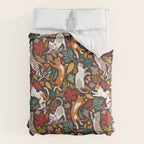 Autumn joy // brown oak background cats dancing with many leaves in fall colors Duvet Cover Gallery Image 6