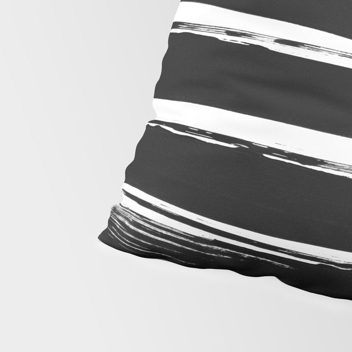 Stripes Black & White Minimalist Abstract Mid century Ink Art Dark Brush Strokes Pillow Sham Gallery Image 4