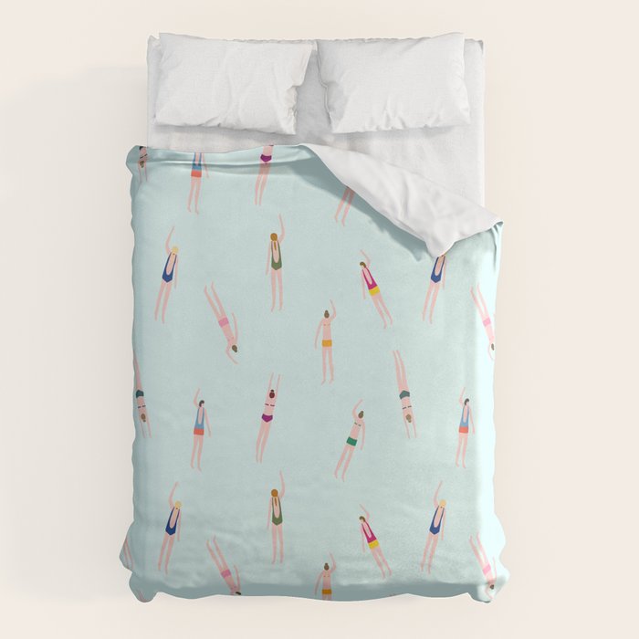Swimmers in the pool Duvet Cover