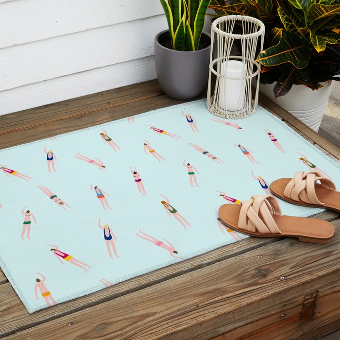 Swimmers in the pool Outdoor Rug Gallery Image 2