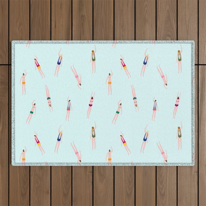 Swimmers in the pool Outdoor Rug Gallery Image 1