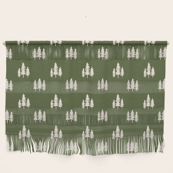 Forest Green Pines Trees Wanderlust Pattern Wall Hanging Gallery Image 1