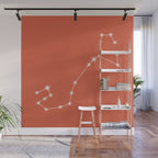 Scorpio Zodiac Star Constellation Line Art Coral Red Wall Mural Gallery Image 1