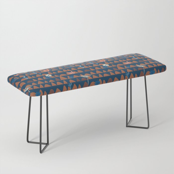 Farmland abstract pattern dark blue Bench Gallery Image 1