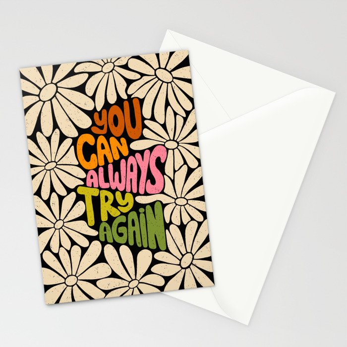 Retro Floral Lettering - You can always try again Stationery Card Gallery Image 2