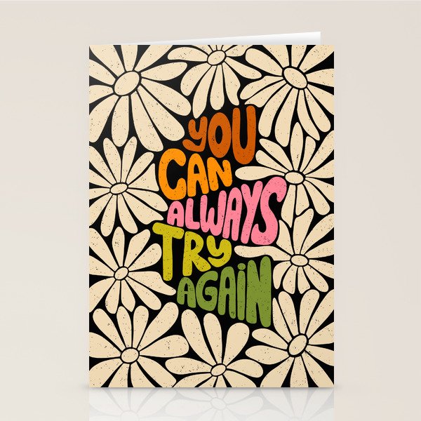Retro Floral Lettering - You can always try again Stationery Card Gallery Image 2
