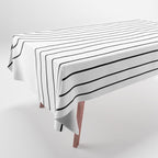 Minimal Line Curvature I Black and White Mid Century Modern Arch Abstract Tablecloth Gallery Image 1