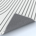 Minimal Line Curvature I Black and White Mid Century Modern Arch Abstract Rug Gallery Image 4