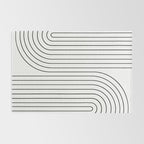 Minimal Line Curvature I Black and White Mid Century Modern Arch Abstract Rug Gallery Image 2
