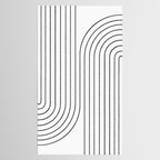 Minimal Line Curvature I Black and White Mid Century Modern Arch Abstract Tablecloth Gallery Image 2
